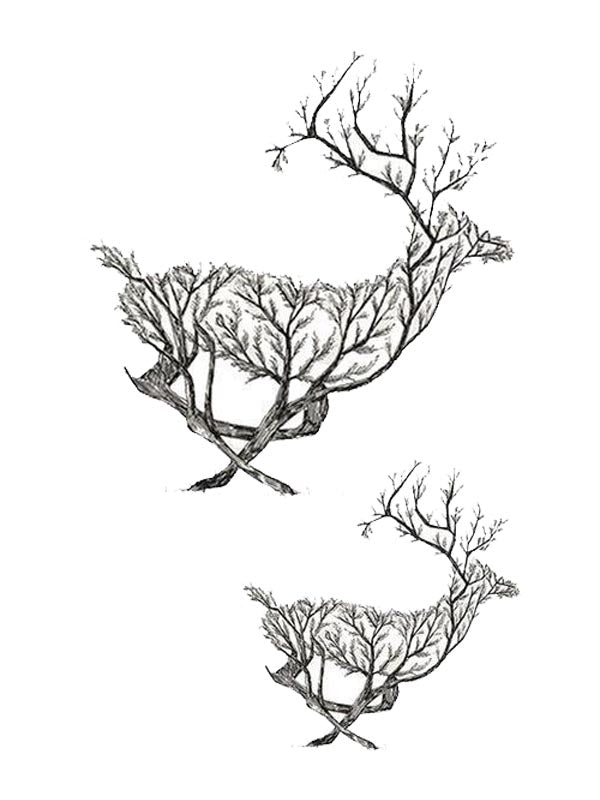 Tree Deers - Tatouage Ephémère - Tattoo Forest
