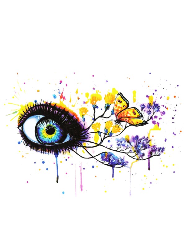 Watercolor Eye & Butterfly - Tatouage Ephémère - Tattoo Forest