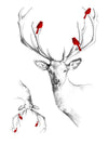 White Deer and Red Birds - Tatouage Ephémère - Tattoo Forest