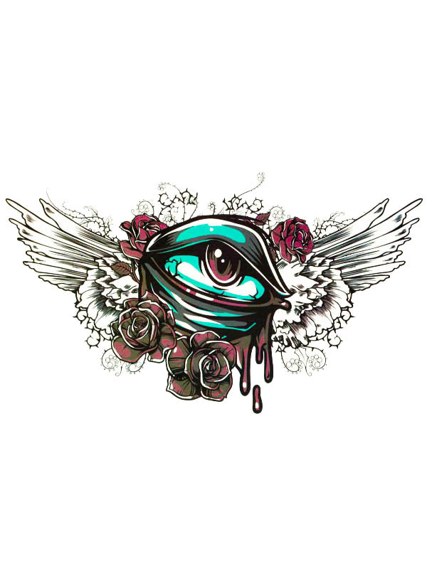 Winged Eye with Red Roses