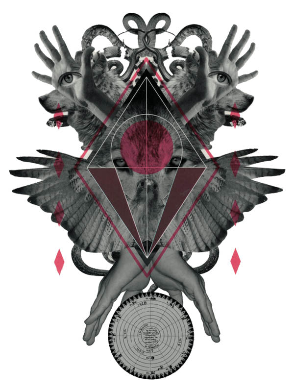 Wolf with Eye of Providence, Human Hands and Wings