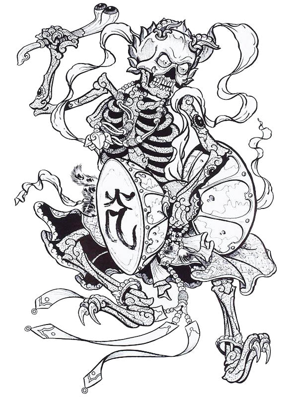 Zombie Skeleton Playing Music - Tatouage Ephémère - Tattoo Forest