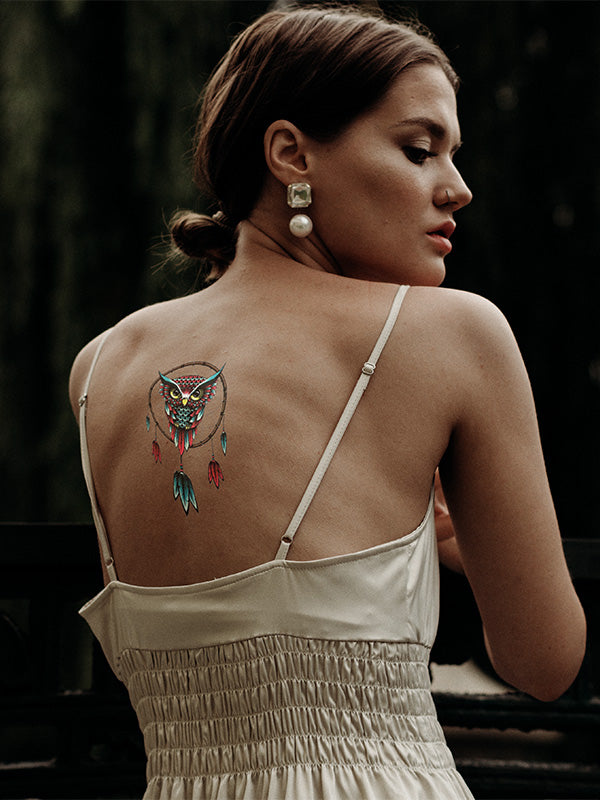 Owl Dreamcatcher - Tatouage Ephémère - Tattoo Forest