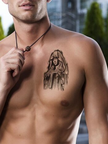 Tatouage Temporaire Nonne Bonne Soeur Religieuse Avec Une Croix
