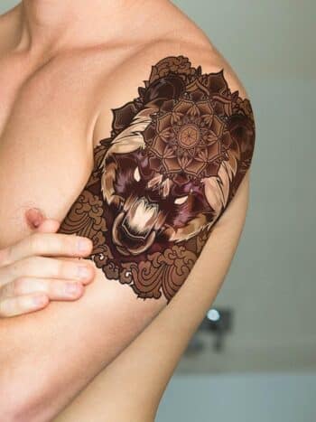 Tatouage Ephemere Panda En Colere Mandala Feat
