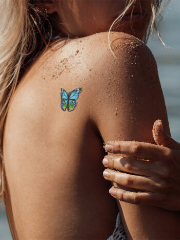 Tatouage Ephemere Papillon Bleu