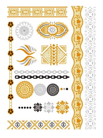 Tatouage Temporaire Collier Bracelet Dentelle Doré