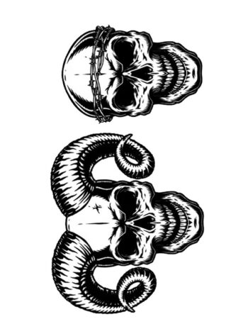 Faux Tatouage Crâne avec Couronne d'Epines