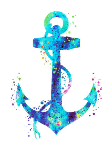 Tattoo-Forest: Tatouage Temporaire Ancre Aquarelle Coloré