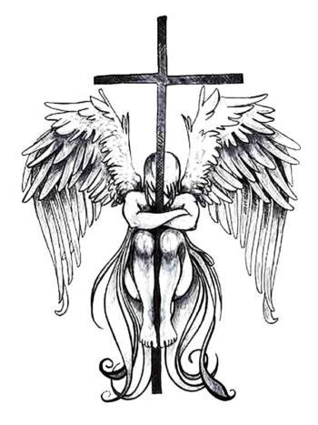 Tattoo-Forest: Tatouage Temporaire Ange Croix Spirituel