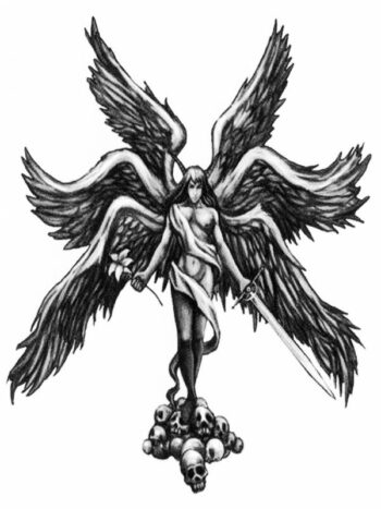 Tattoo-Forest: Tatouage Temporaire Ange Noir EpéE
