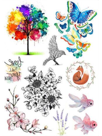 Tattoo-Forest: Tatouage Temporaire Arbre Fleurs Animaux
