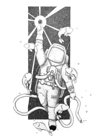 Tattoo-Forest: Tatouage Temporaire Astronaute Poisson Espace