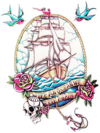 Tattoo-Forest: Tatouage Temporaire Bateau Marins Rose