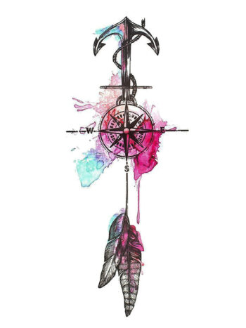 Tattoo-Forest: Tatouage Temporaire Boussole Ancre Plume