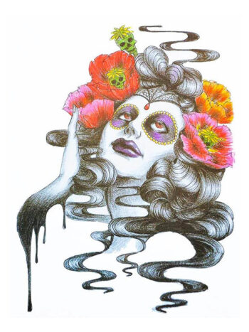 Tattoo-Forest: Tatouage Temporaire Calavera Fleur Femme