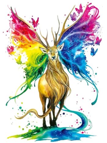 Tattoo-Forest: Tatouage Temporaire Cerf Aquarelle Coloré