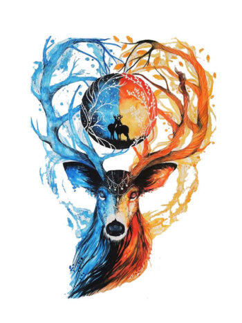 Tattoo-Forest: Tatouage Temporaire Cerf Couleurs Nature