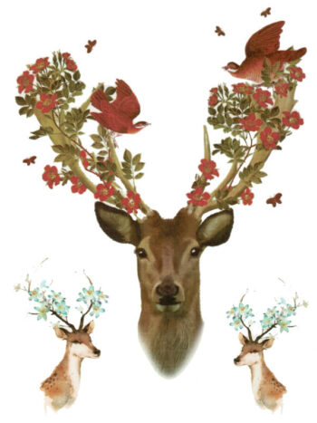 Tattoo-Forest: Tatouage Temporaire Cerf Fleurs Nature