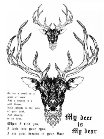 Tattoo-Forest: Tatouage Temporaire Cerf Geometrique Poesie