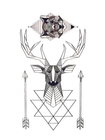 Tattoo-Forest: Tatouage Temporaire Cerf Geometrique Symbolique