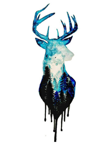 Tattoo-Forest: Tatouage Temporaire Cerf Nature Aquarelle
