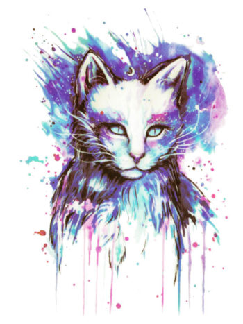 Tattoo-Forest: Tatouage Temporaire Chat Aquarelle Cosmique