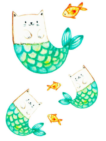 Tattoo-Forest: Tatouage Temporaire Chat Sirene Enfant