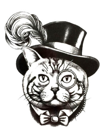 Tattoo-Forest: Tatouage Temporaire Chat Steampunk Classe