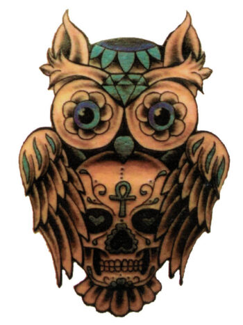 Tattoo-Forest: Tatouage Temporaire Chouette Crane Mexicain