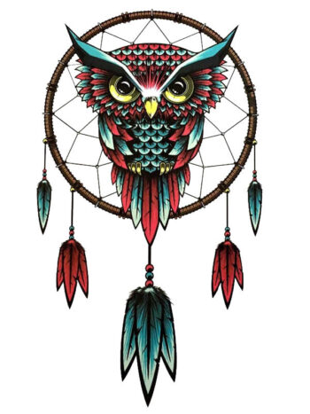Tattoo-Forest: Tatouage Temporaire Chouette Dreamcatcher Plumes