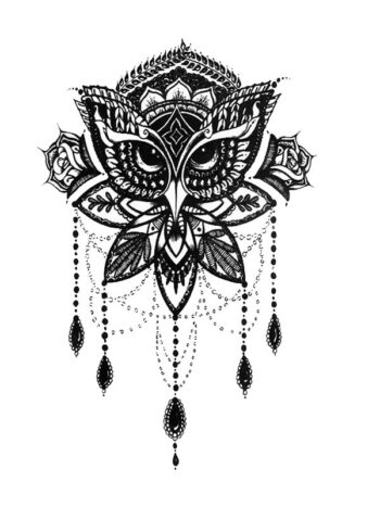 Tattoo-Forest: Tatouage Temporaire Chouette Mandala Boheme