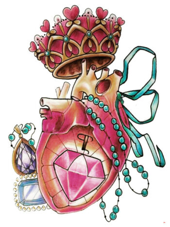 Tattoo-Forest: Tatouage Temporaire Coeur Couronne Bijoux