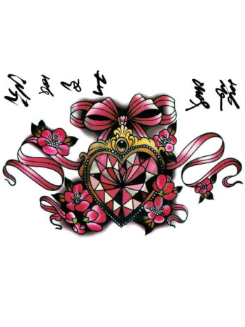 Tattoo-Forest: Tatouage Temporaire Coeur Fleur Rubans