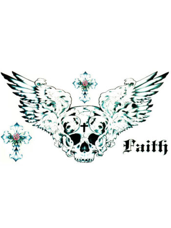 Tattoo-Forest: Tatouage Temporaire Crane Ailes Croix