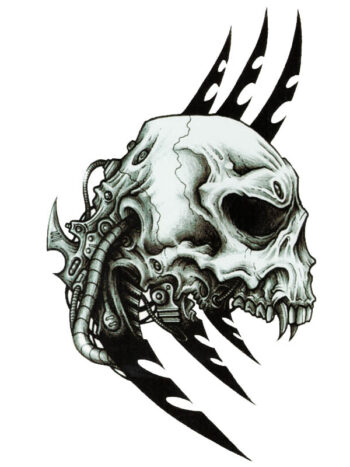 Tattoo-Forest: Tatouage Temporaire Crane Biomecanique Futuriste