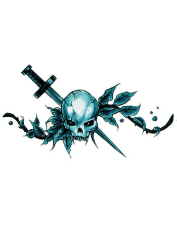 Tattoo-Forest: Tatouage Temporaire Crane Epee Dark