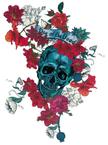 Tattoo-Forest: Tatouage Temporaire Crane Fleurs Dia De Los Muertos