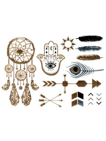 Tattoo-Forest: Tatouage Temporaire Dreamcatcher Hamsa Plumes