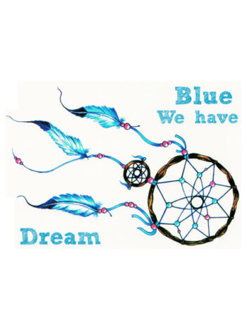 Tattoo-Forest: Tatouage Temporaire Dreamcatcher Plume Bleue