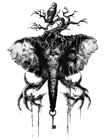 Tattoo-Forest: Tatouage Temporaire Elephant Arbre Cle