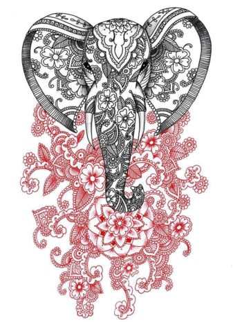 Tattoo-Forest: Tatouage Temporaire Elephant Mandala Fleur