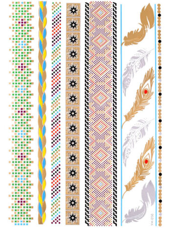 Tattoo-Forest: Tatouage Temporaire Ethnique Plumes Bracelets