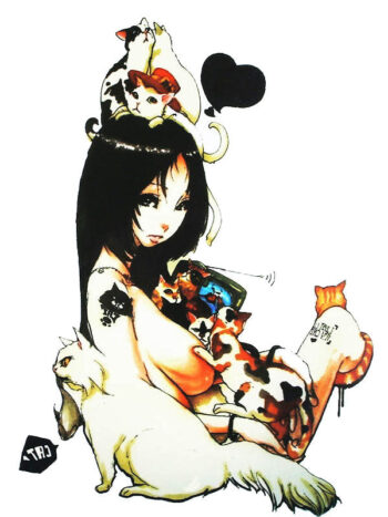 Tattoo-Forest: Tatouage Temporaire Femme Chat Manga