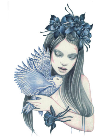 Tattoo-Forest: Tatouage Temporaire Femme Chouette Fleurs