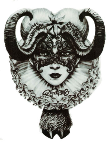 Tattoo-Forest: Tatouage Temporaire Femme Corne Masque