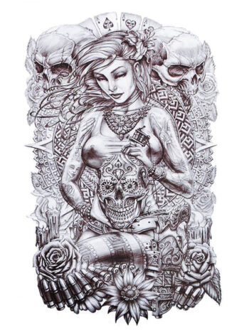 Tattoo-Forest: Tatouage Temporaire Femme Crane Mexicain