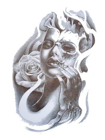 Tattoo-Forest: Tatouage Temporaire Femme Crane Rose