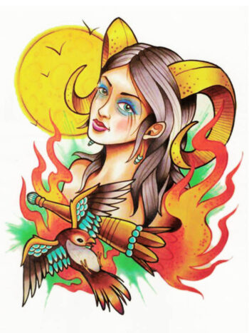 Tattoo-Forest: Tatouage Temporaire Femme Demon Oiseau