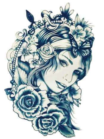 Tattoo-Forest: Tatouage Temporaire Femme Fleurs Papillon